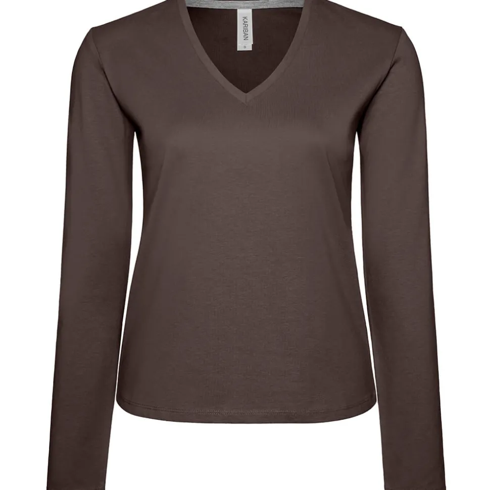 Frauen V-Ausschnitt Langarmshirt