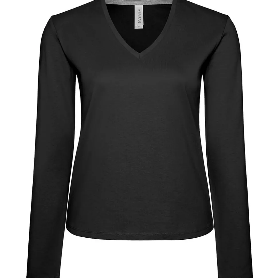 Frauen V-Ausschnitt Langarmshirt
