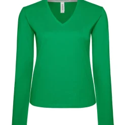 Frauen V-Ausschnitt Langarmshirt