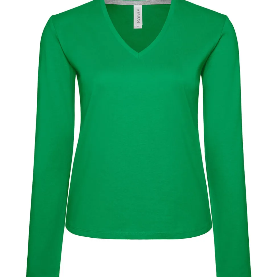 Frauen V-Ausschnitt Langarmshirt