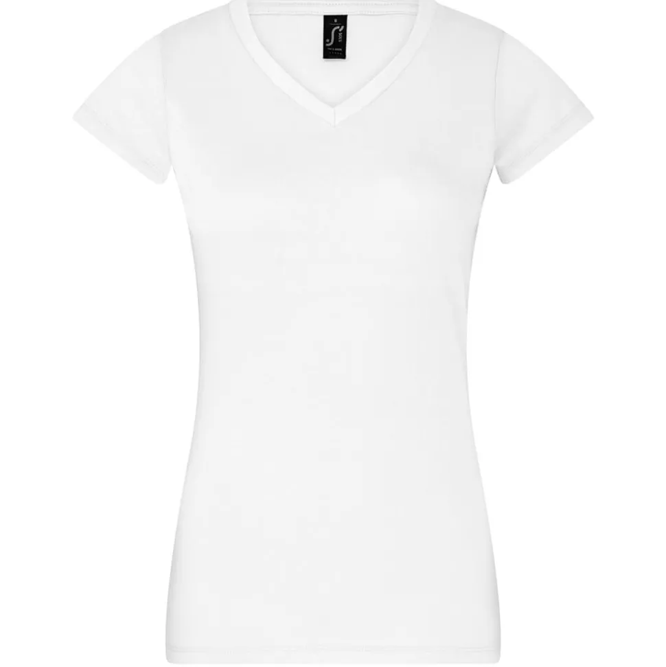 Frauen V-Ausschnitt T-Shirt Moon