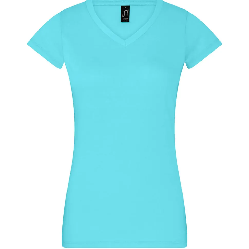Frauen V-Ausschnitt T-Shirt Moon