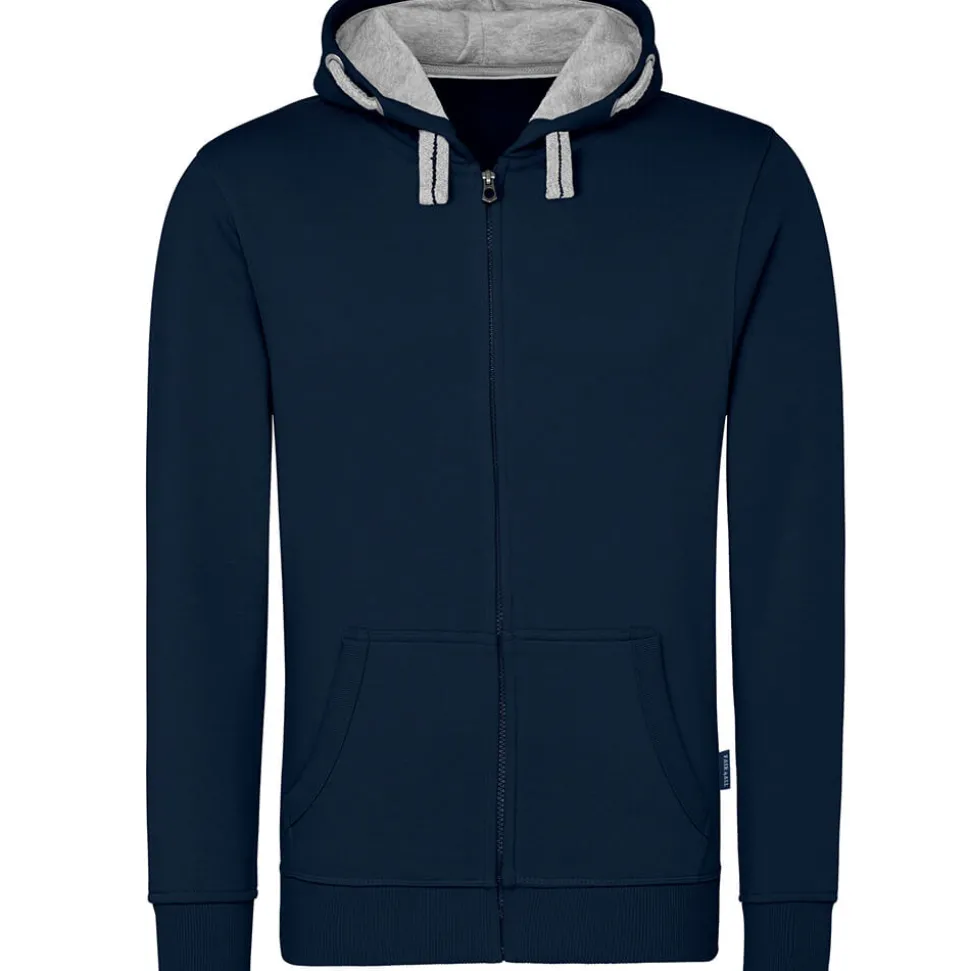 Männer Kontrast Kapuzen-Sweatjacke in Übergröße - Fair4All
