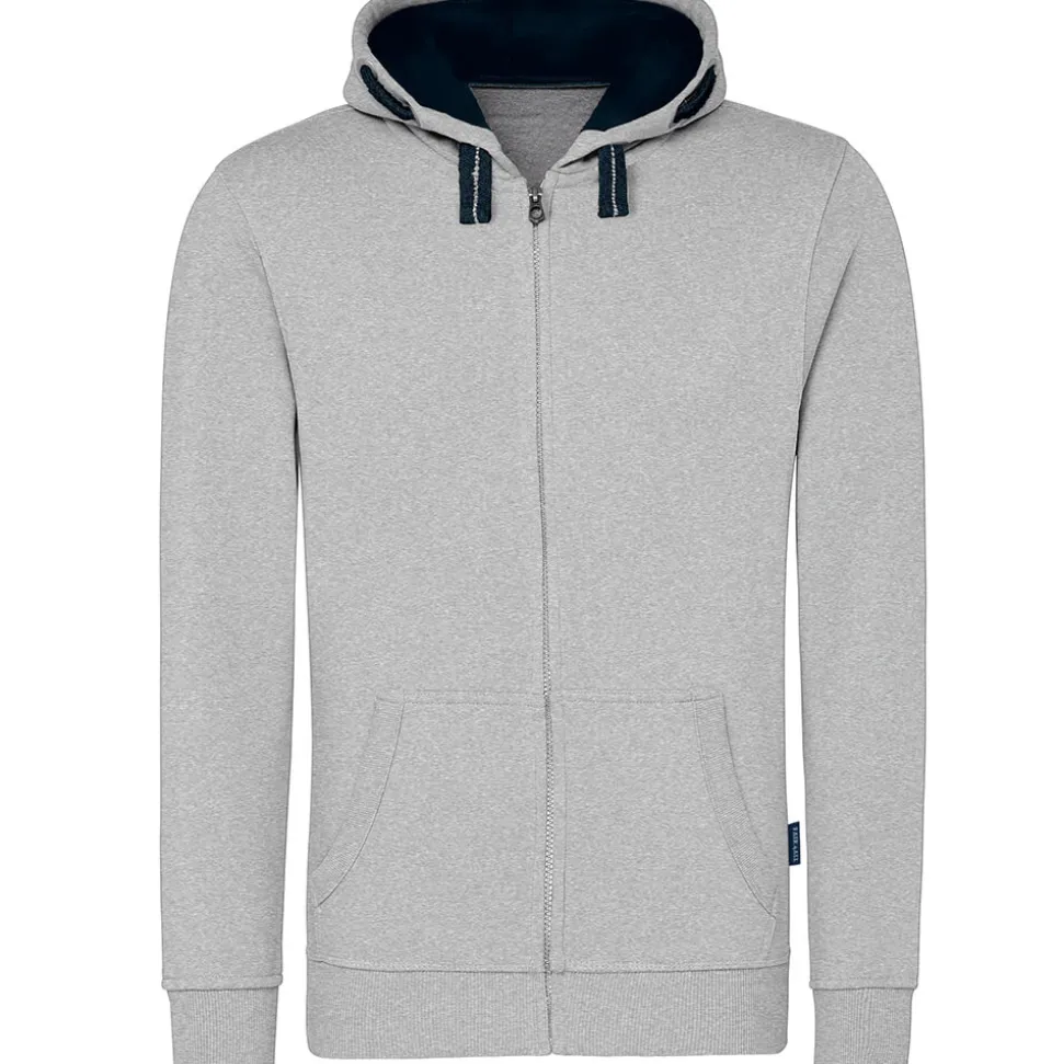 Männer Kontrast Kapuzen-Sweatjacke in Übergröße - Fair4All