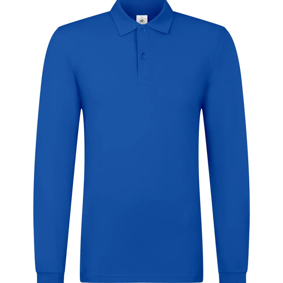 Männer Langarm Fein-Piqué Poloshirt 180 in Übergröße