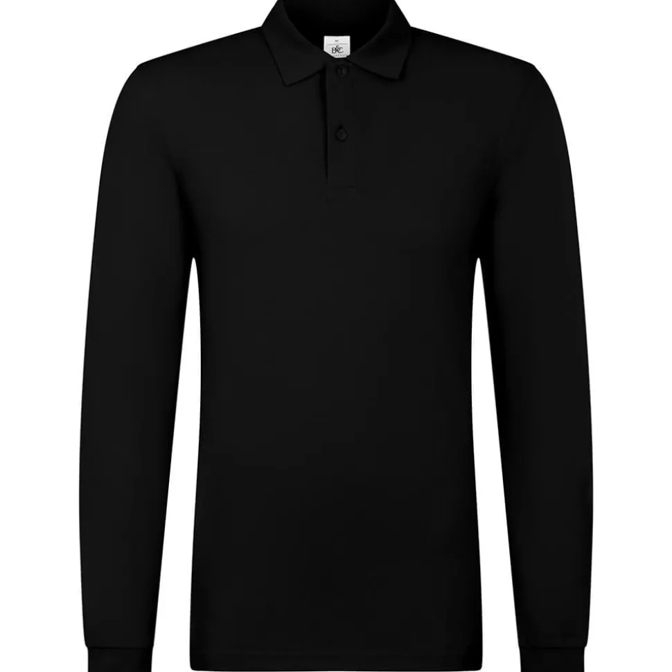 Männer Langarm Fein-Piqué Poloshirt 180 in Übergröße