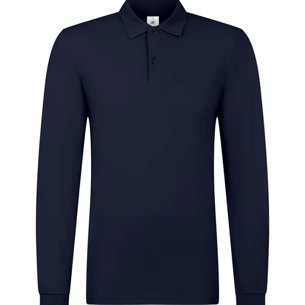 Männer Langarm Fein-Piqué Poloshirt 180