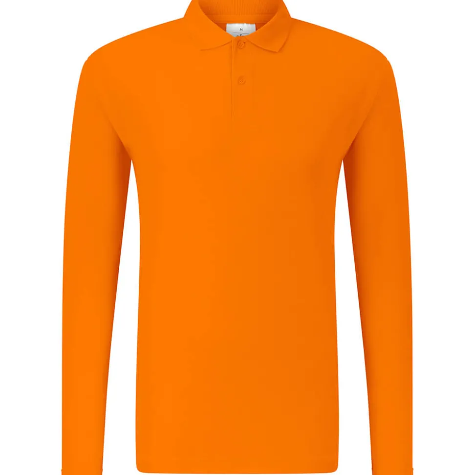Männer Langarm Piqué Poloshirt ID.001 in Übergröße