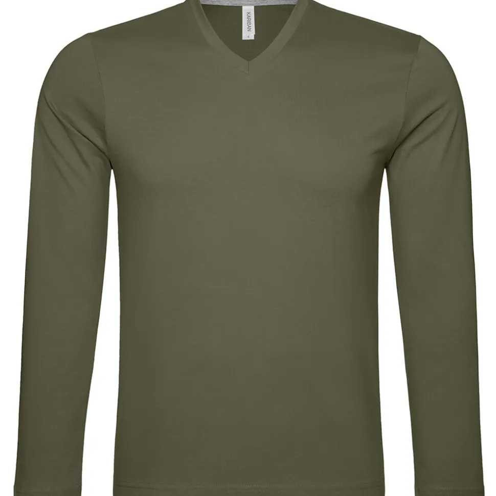 Männer V-Ausschnitt Langarmshirt in Übergröße
